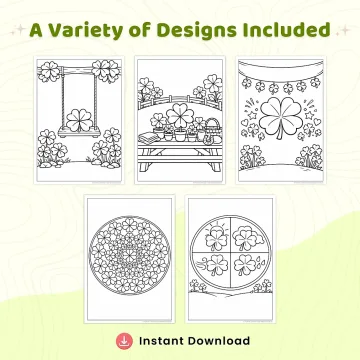 30+ Lucky Clover Coloring Pages Printable PDF Bundle