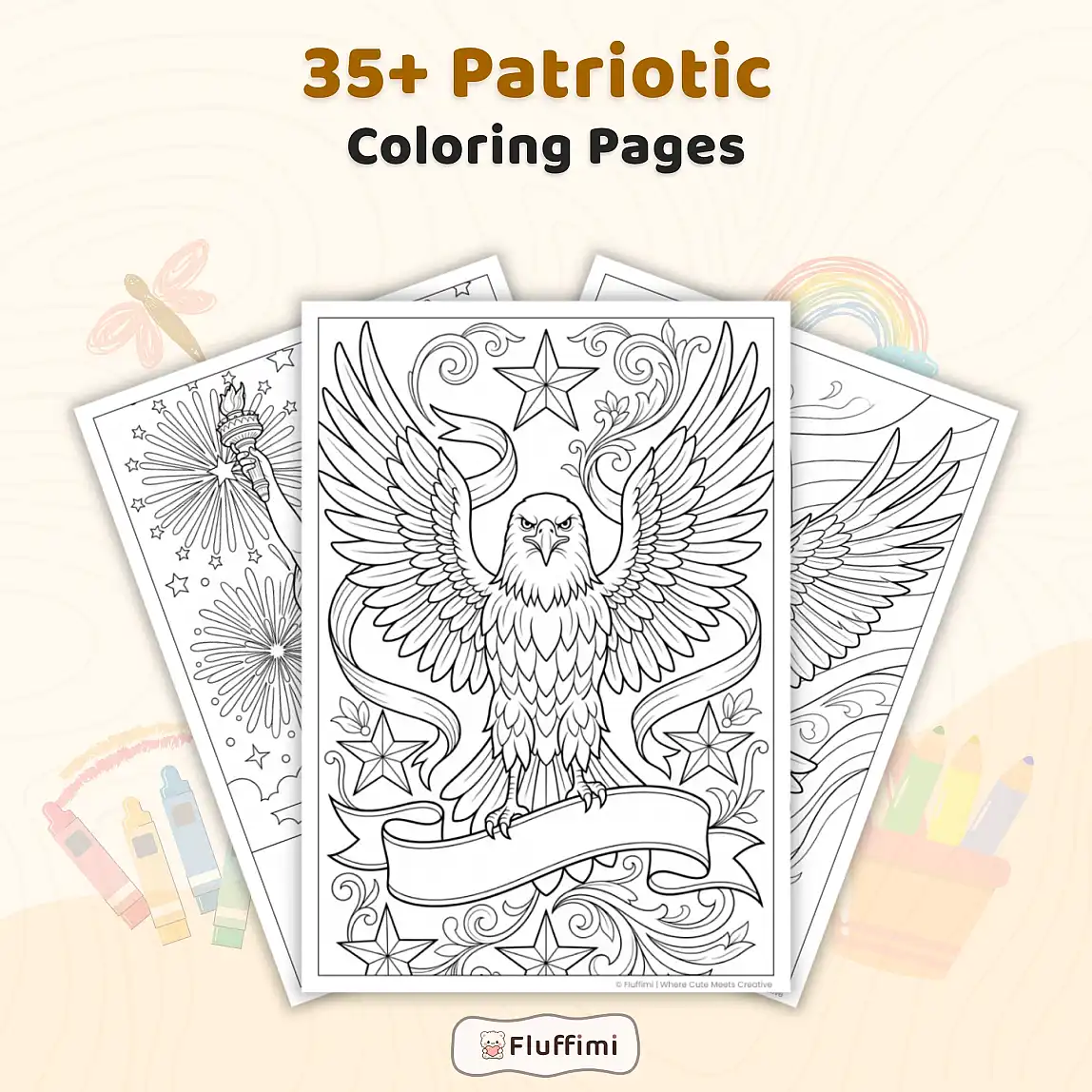 Free Patriotic Coloring Pages for Adults | American Flag & USA Heritage Designs