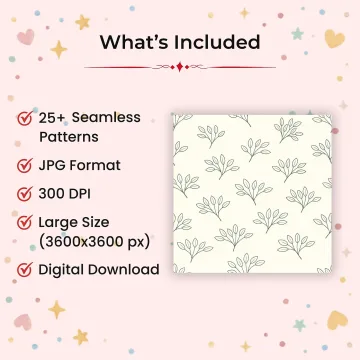 25+ Minimal Leaf Seamless Pattern Bundle – Botanical Line Art Background Designs