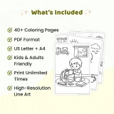 40+ School Days Happy Learning Coloring Pages, Kids School Routine Activities, Classroom Fun Coloring Book PDF
