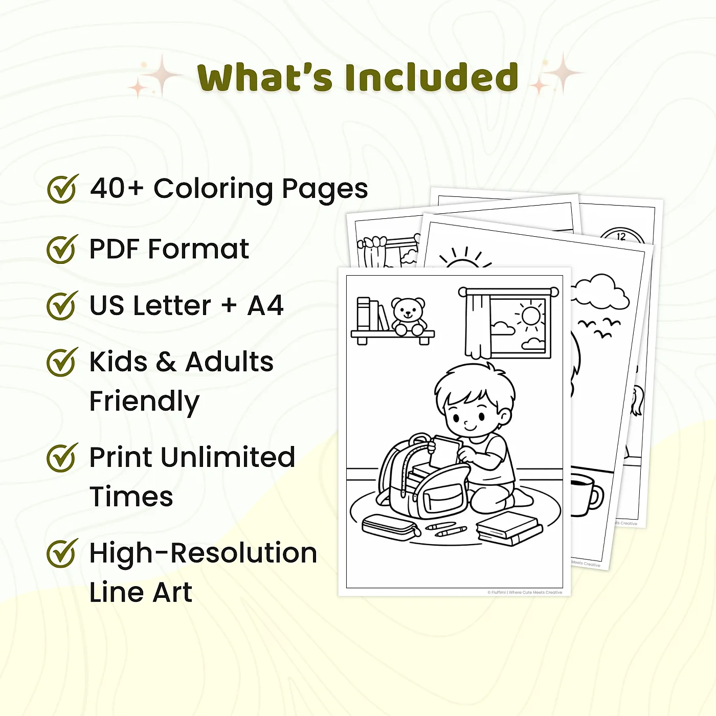 40+ School Days Happy Learning Coloring Pages, Kids School Routine Activities, Classroom Fun Coloring Book PDF