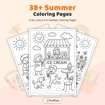 Summer Coloring Pages Printable PDF Bundle for Kids, Teens & Adults