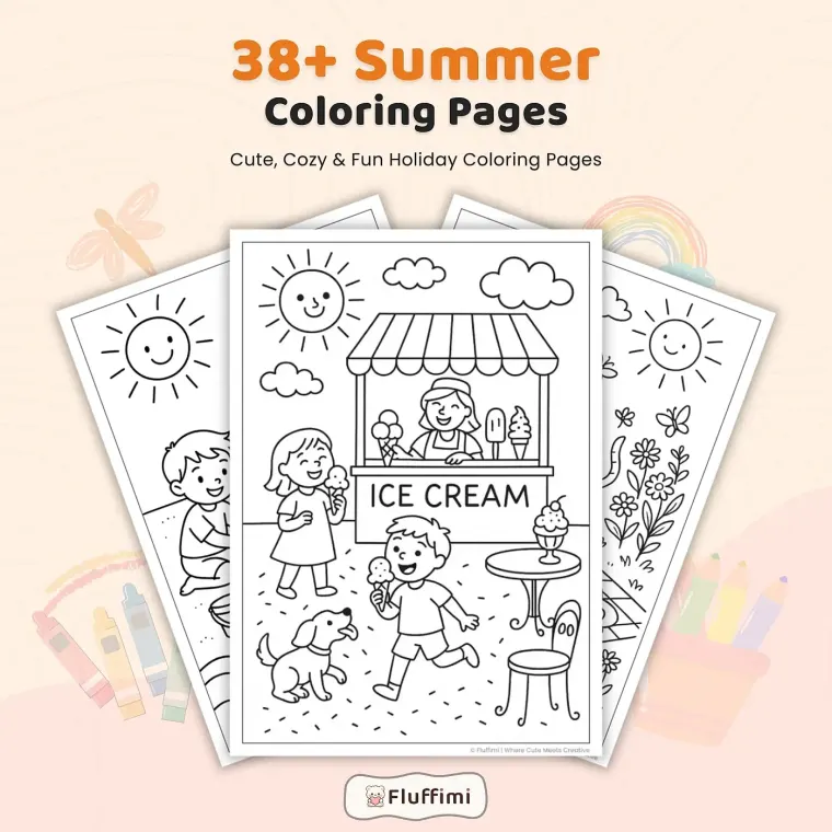 Summer Coloring Pages Printable PDF Bundle for Kids, Teens & Adults