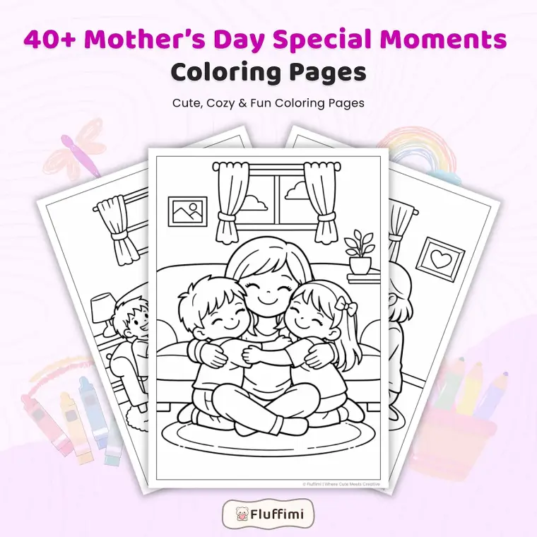 40+ Mother's Day Special Moments Coloring Pages – Mom and Kids Family Activity Coloring Book