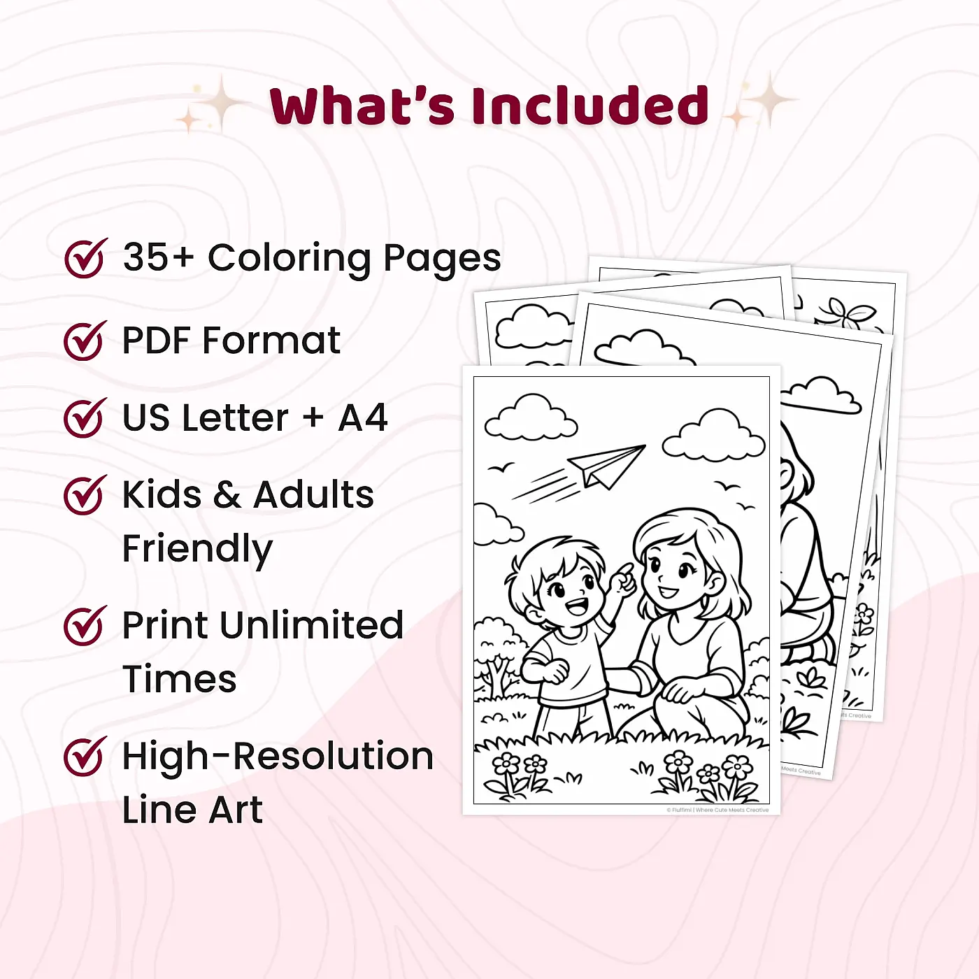 35+ Family Love & Mom Care Coloring Pages, Mother and Children Bonding Activities, Printable Family Coloring Book PDF