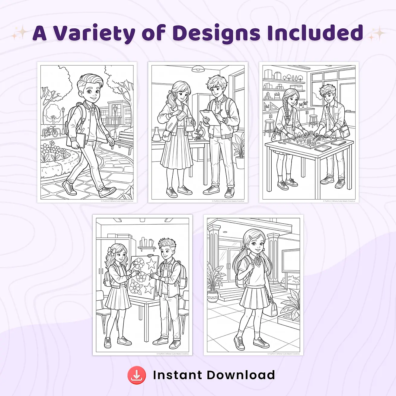 Free School Fashion Coloring Pages Printable for Teens & Adults