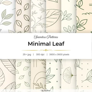 25+ Minimal Leaf Seamless Pattern Bundle – Botanical Line Art Background Designs