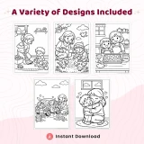 35+ Family Love & Mom Care Coloring Pages, Mother and Children Bonding Activities, Printable Family Coloring Book PDF