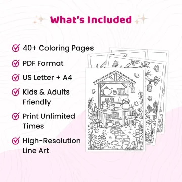 Freebie Floral Fairy House World Coloring Pages