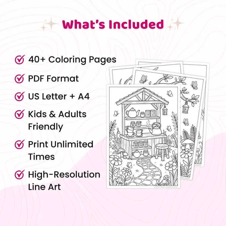 Freebie Floral Fairy House World Coloring Pages