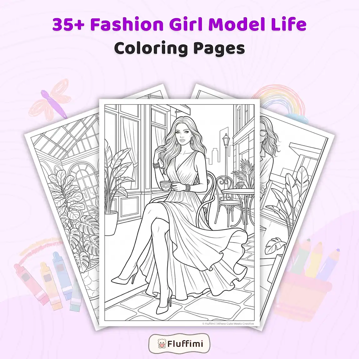 35+ Fashion Girl Model Life Coloring Pages – Stylish Women, Runway Fashion & Luxury Lifestyle Coloring Book