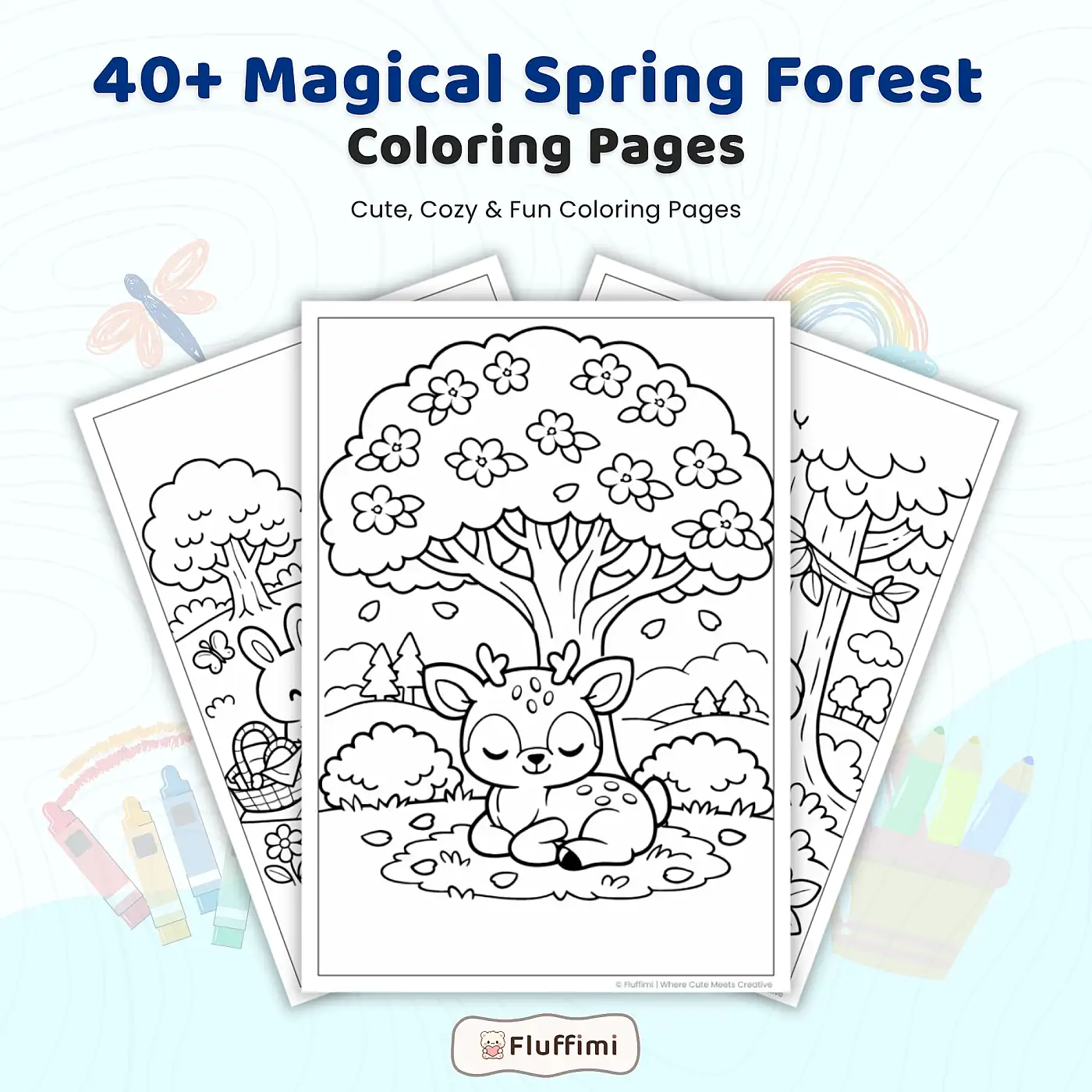 40+ Magical Spring Forest Coloring Pages – Woodland Animals & Enchanted Fantasy Nature Scenes
