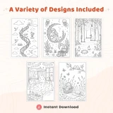 45+ Aesthetic Coloring Pages Bundle – 45+ Cozy Fantasy Rooms & Whimsical Home Scenes