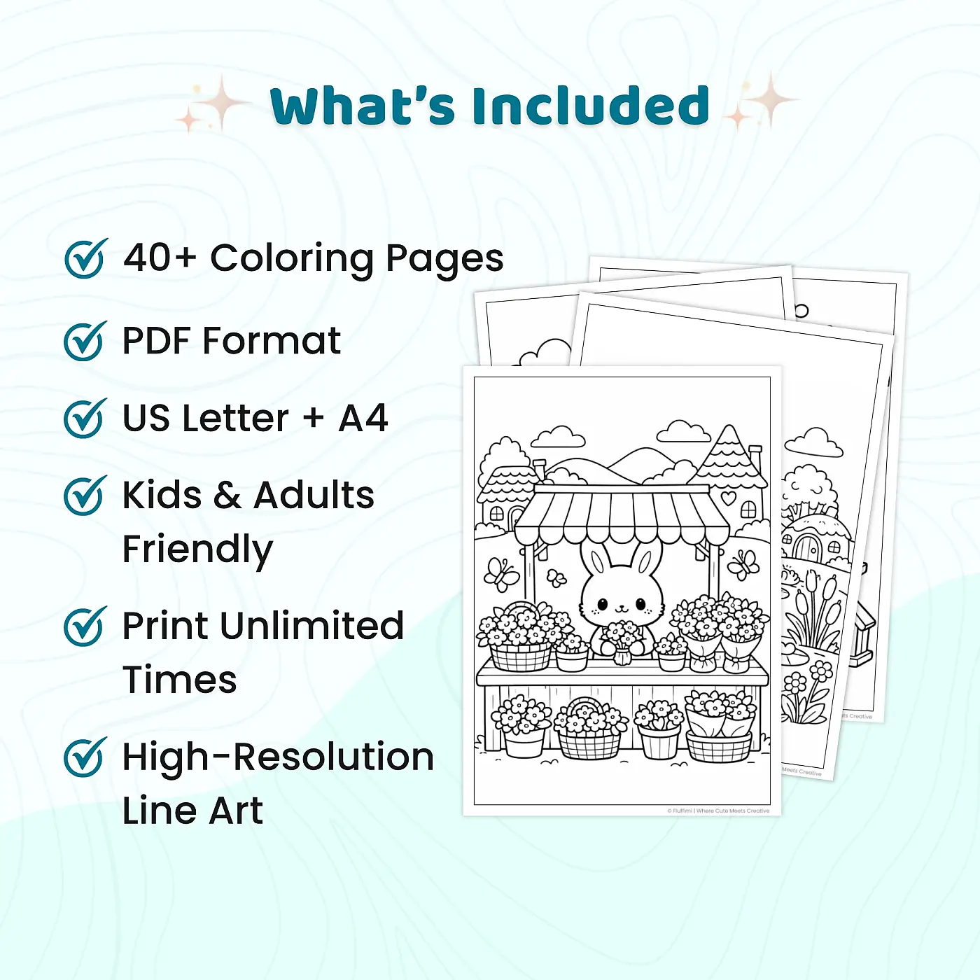 40+ Bunny Village Life Coloring Pages, Cozy Rabbit Cottage & Countryside Coloring Book PDF