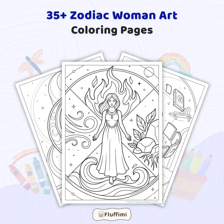 Freebie Zodiac Woman Art Coloring Pages
