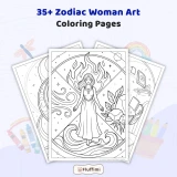 Freebie Zodiac Woman Art Coloring Pages