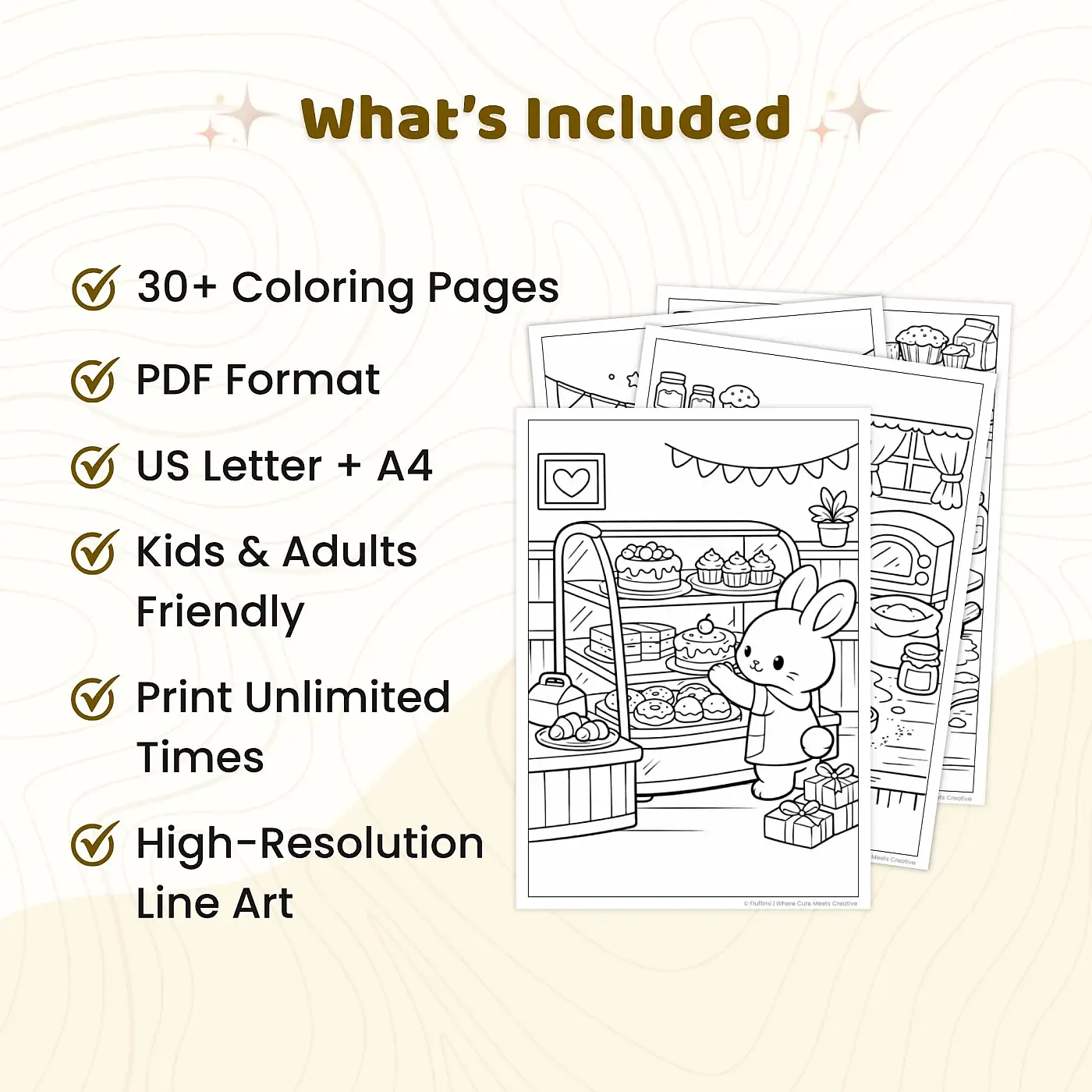 30+ Animal Bakery Coloring Pages – Cute Kawaii Baking, Pastry & Dessert Shop Scenes