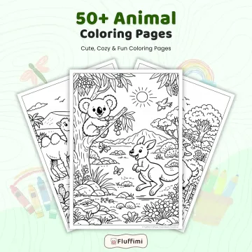 50+ Animal Coloring Pages for Kids and Adults, Baby Animal & Safari Animal Coloring Book PDF