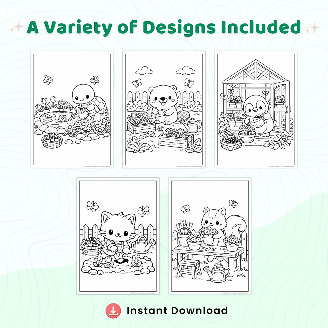 30+ Animal Flower Gardeners Coloring Pages – Cute Gardening Animals, Spring Garden Scenes & Nature Activities