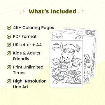 45+ Dragon Coloring Pages Printable PDF, Cute Baby Dragons & Fantasy Dragon Coloring Book for Kids and Adults