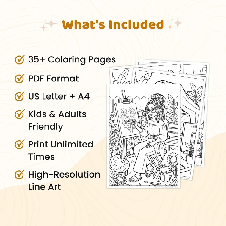 Freebie Cute Little Black Women Coloring Pages