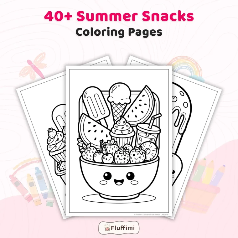 Free Summer Snacks Coloring Pages for Adults