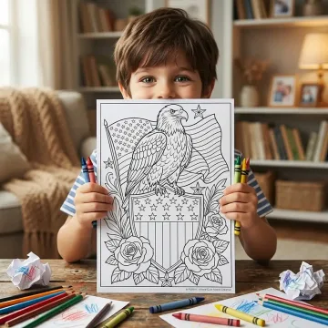 Free Patriotic Coloring Pages for Adults | American Flag & USA Heritage Designs