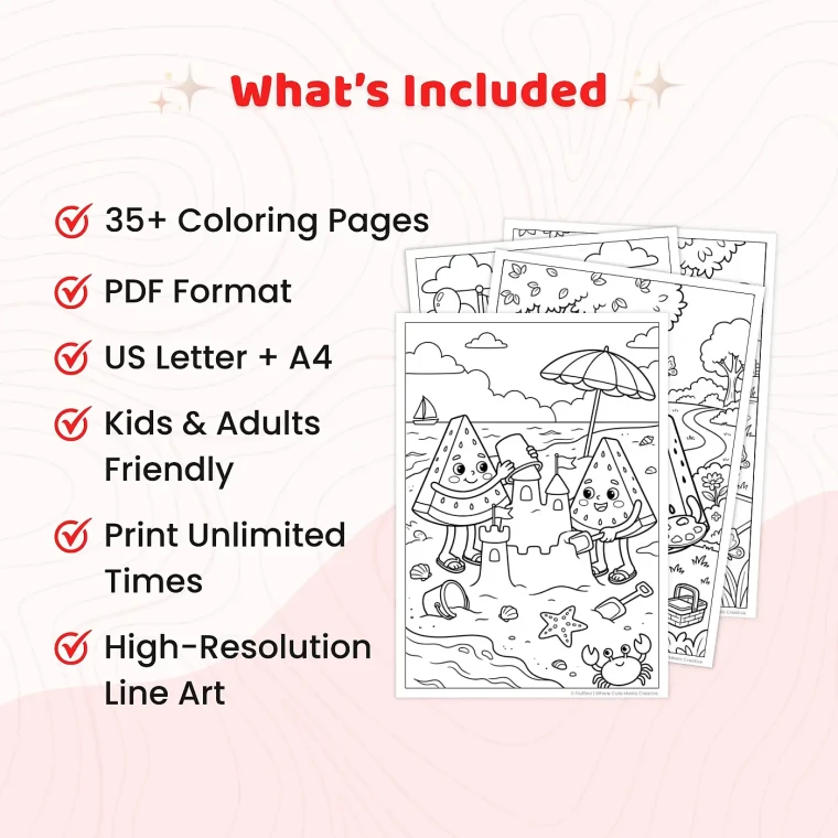 Freebie Watermelon Coloring Pages
