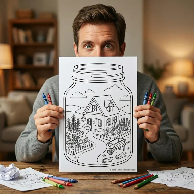 Freebie Peaceful Jar Relaxing Scenes Coloring Pages