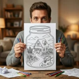Freebie Peaceful Jar Relaxing Scenes Coloring Pages