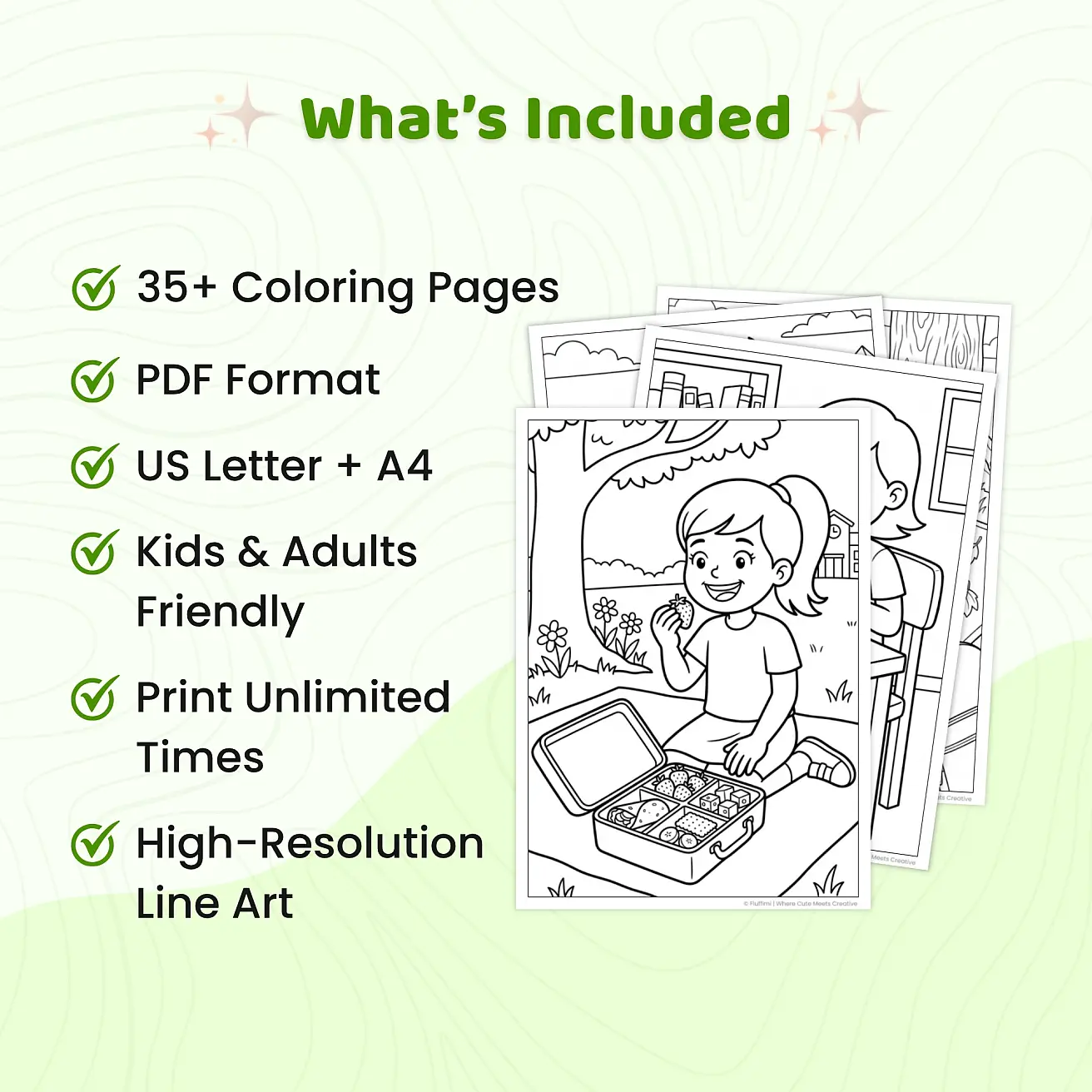 Free Lunch Box Coloring Pages for Kids Printable PDF