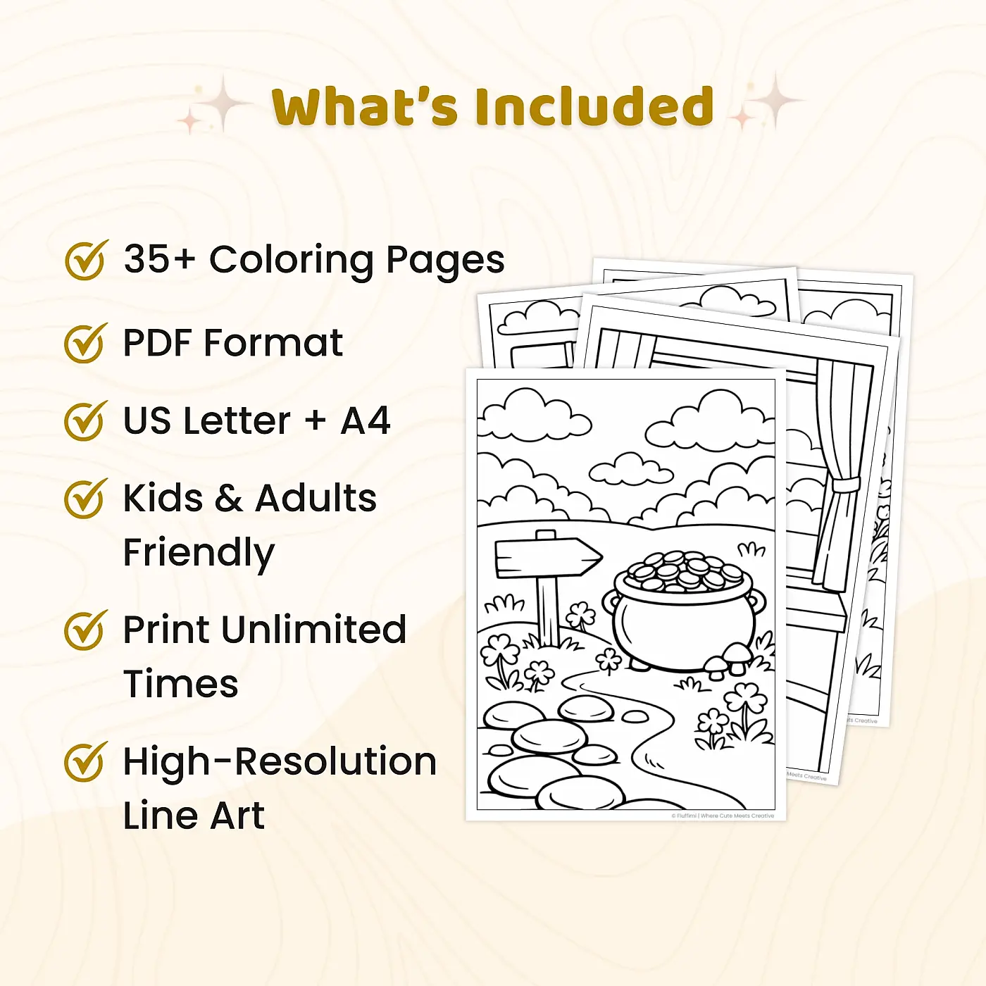 35+ Pot of Gold Coloring Pages – St. Patrick’s Day Rainbow & Lucky Gold Scene Coloring Sheets
