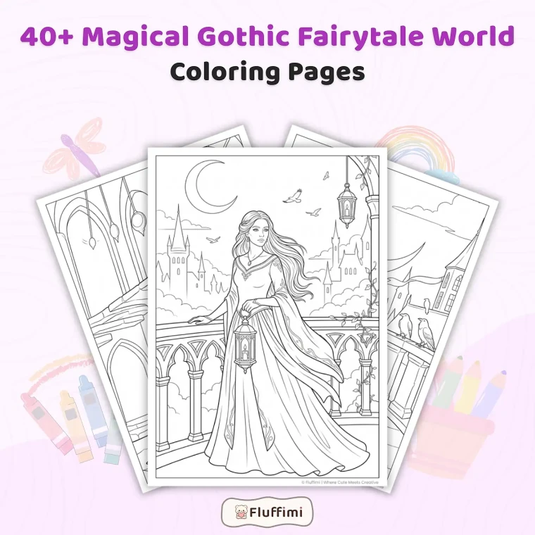 Freebie Magical Gothic Fairytale Coloring Pages