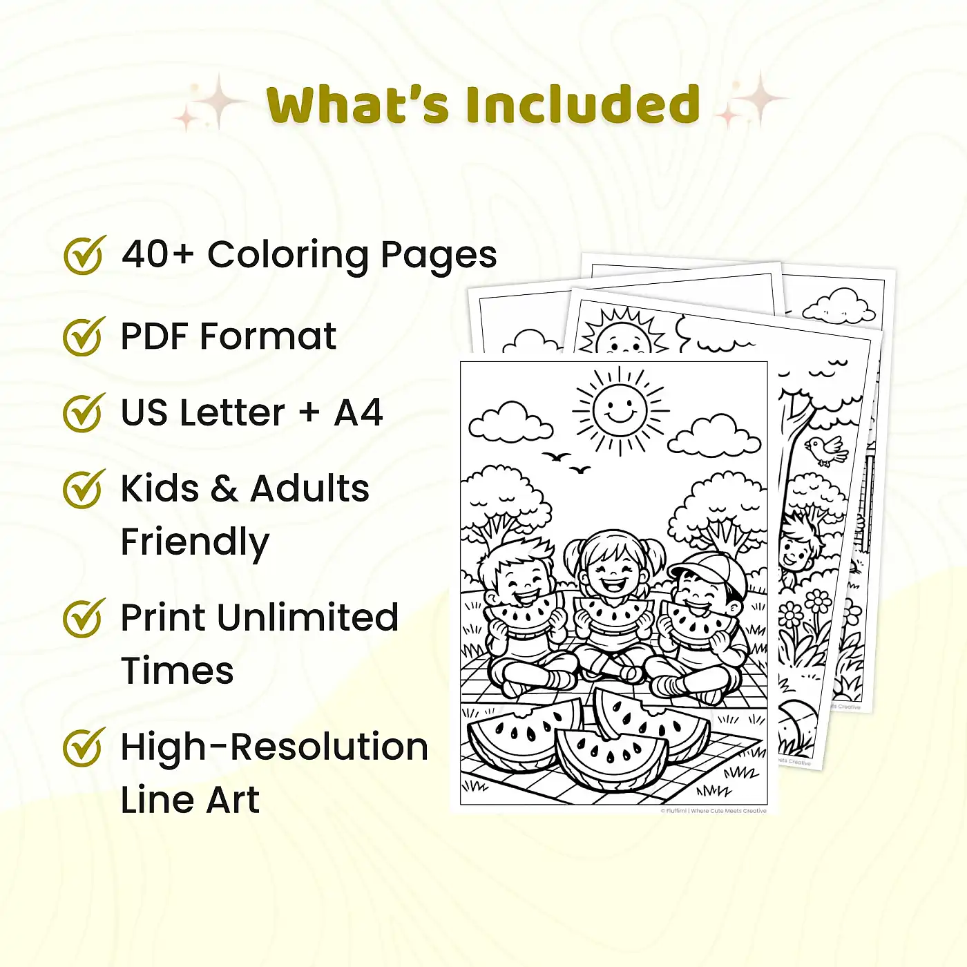 40+ Summer Fun Adventures Coloring Pages, Kids Beach and Vacation Activities Coloring Book PDF