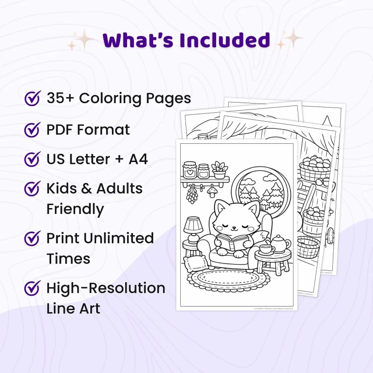 35+ Woodland Animal Homes Coloring Pages, Cozy Forest Cottage & Mushroom House Coloring Book PDF