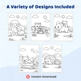 40+ Cute Mom and Baby Animals Coloring Pages, Animal Family Coloring Book, Kawaii Wildlife & Farm Animal Printable PDF