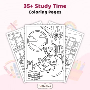 35+ Study Time Coloring Pages for Kids - Printable School Learning & Classroom Coloring Book PDF
