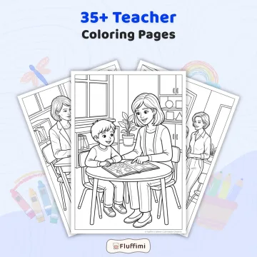 35+ Teacher Coloring Pages for Adults - Classroom & Education Profession Printable Coloring Book PDF