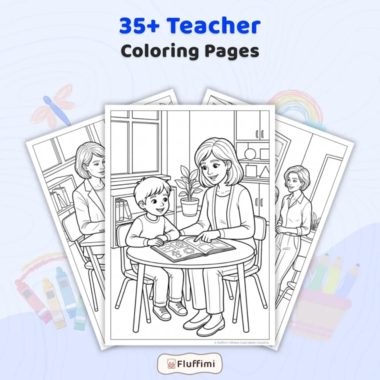 35+ Teacher Coloring Pages for Adults - Classroom & Education Profession Printable Coloring Book PDF